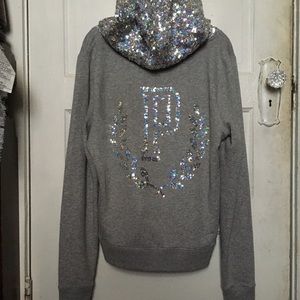 PINK Zip Up with Holographic Sequins
